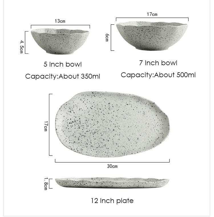 High quality ceramic plates and bowls with granite texture