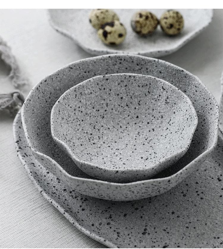 High quality ceramic plates and bowls with granite texture