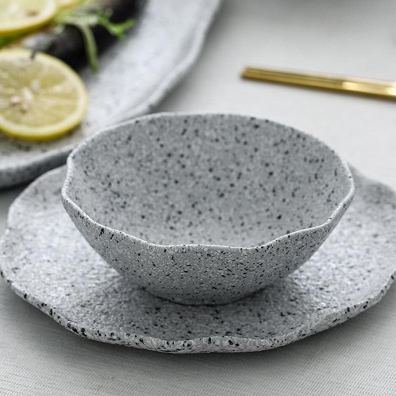 High quality ceramic plates and bowls with granite texture