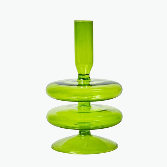 Green Grass Glass Candle Holders