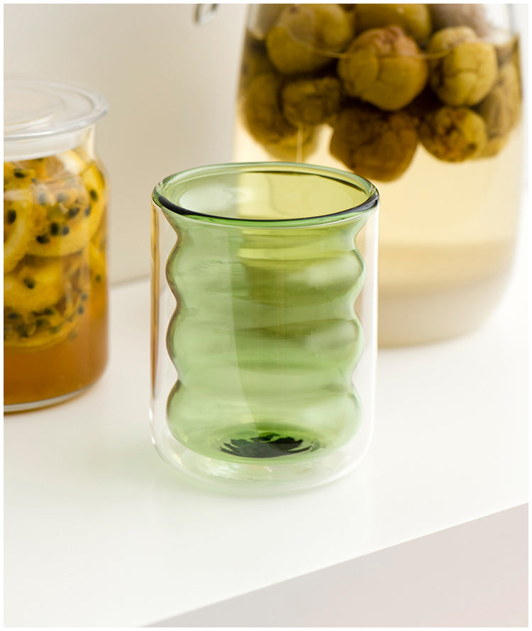 Double Layer Ripple Glass Cup