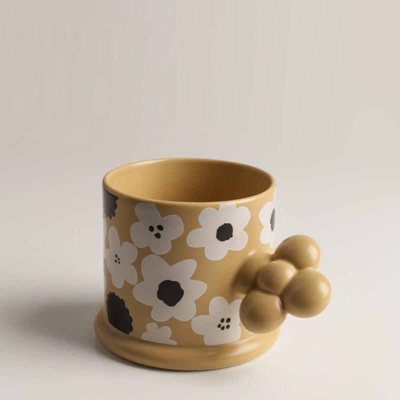 Floral Ceramic Milk Tea Mug 