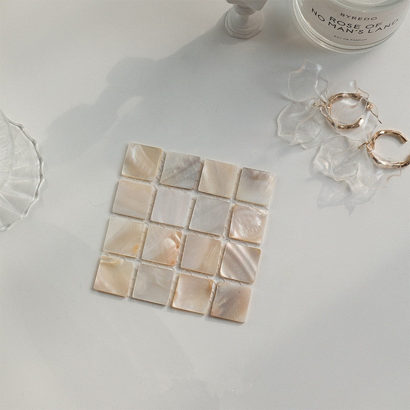 Aesthetic Shell Square Tea Coaster Mat