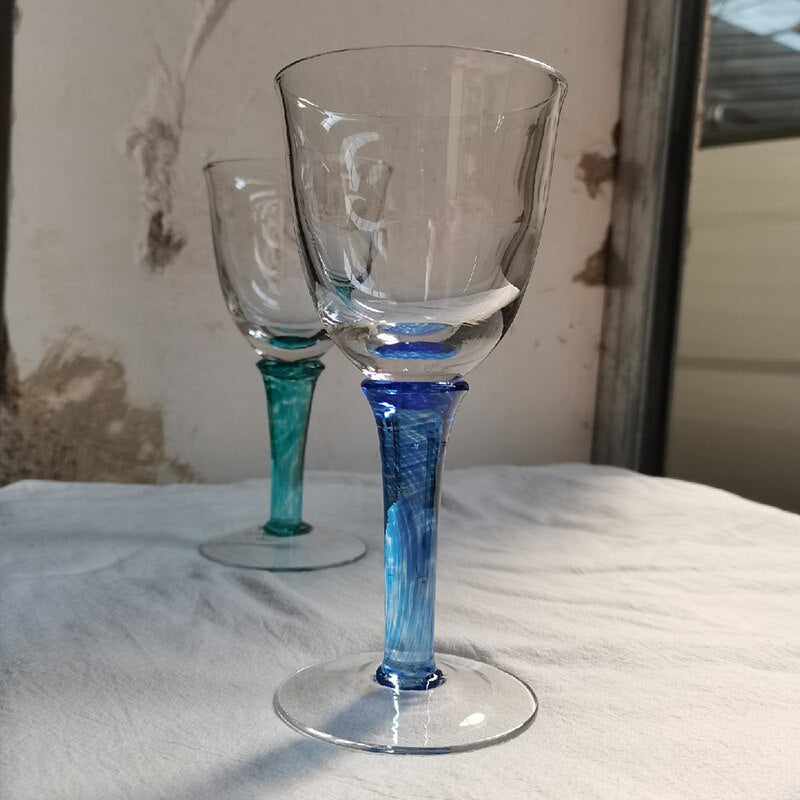 Green and Blue Cocktail Glasses Goblet Tulip Glass Red Wine Glass