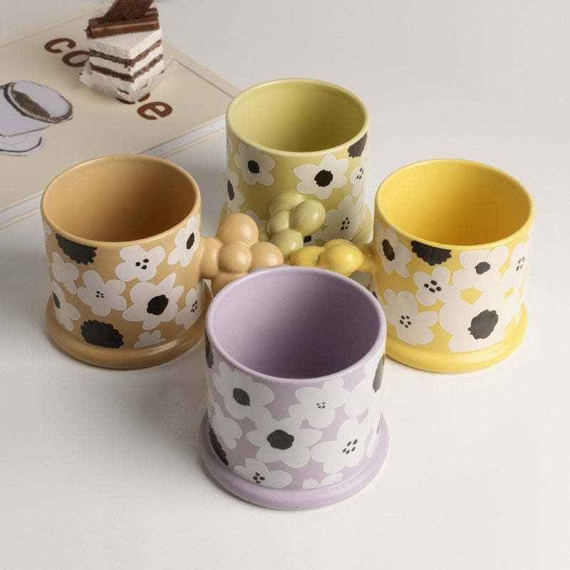 Floral Ceramic Milk Tea Mug 