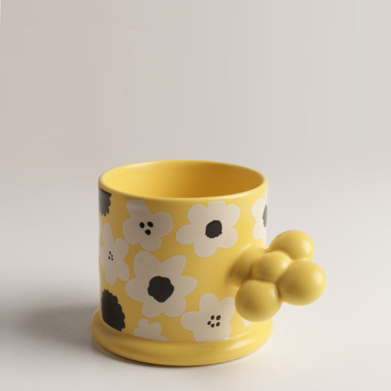 Floral Ceramic Milk Tea Mug 