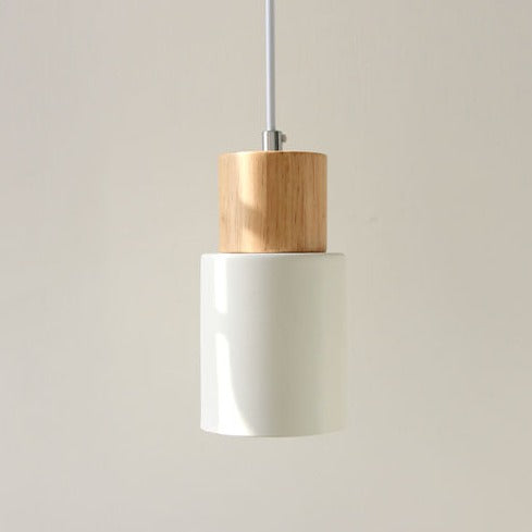 cylinder pendant lights Metal and Wood with LED light