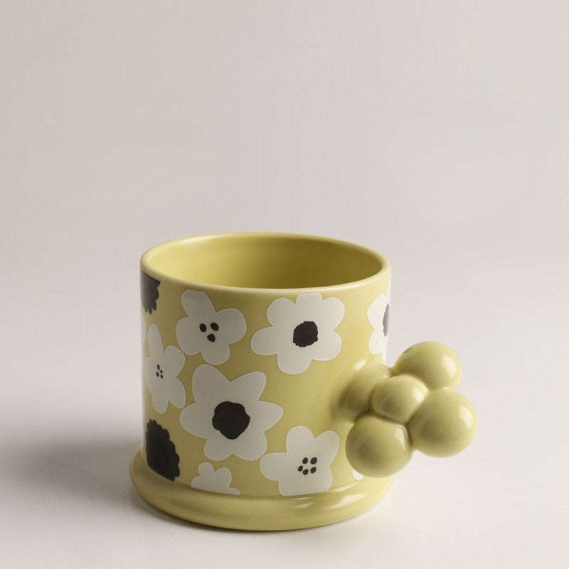 Floral Ceramic Milk Tea Mug 