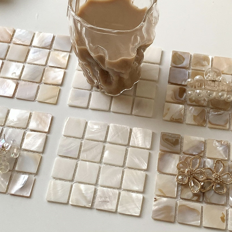 Aesthetic Shell Square Tea Coaster Mat