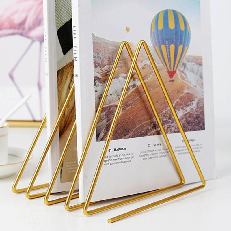 Metal triangle gold desk organizer