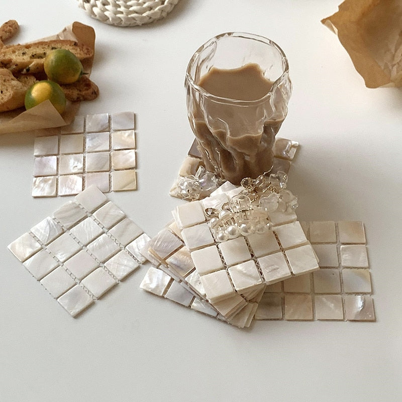 Aesthetic Shell Square Tea Coaster Mat