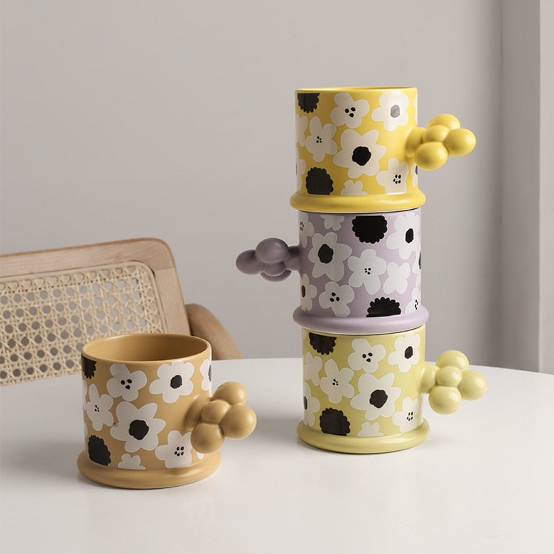 Floral Ceramic Milk Tea Mug 