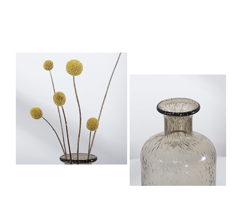 Textured Glass Bottle Flower Vase for Modern Boho Home Decor