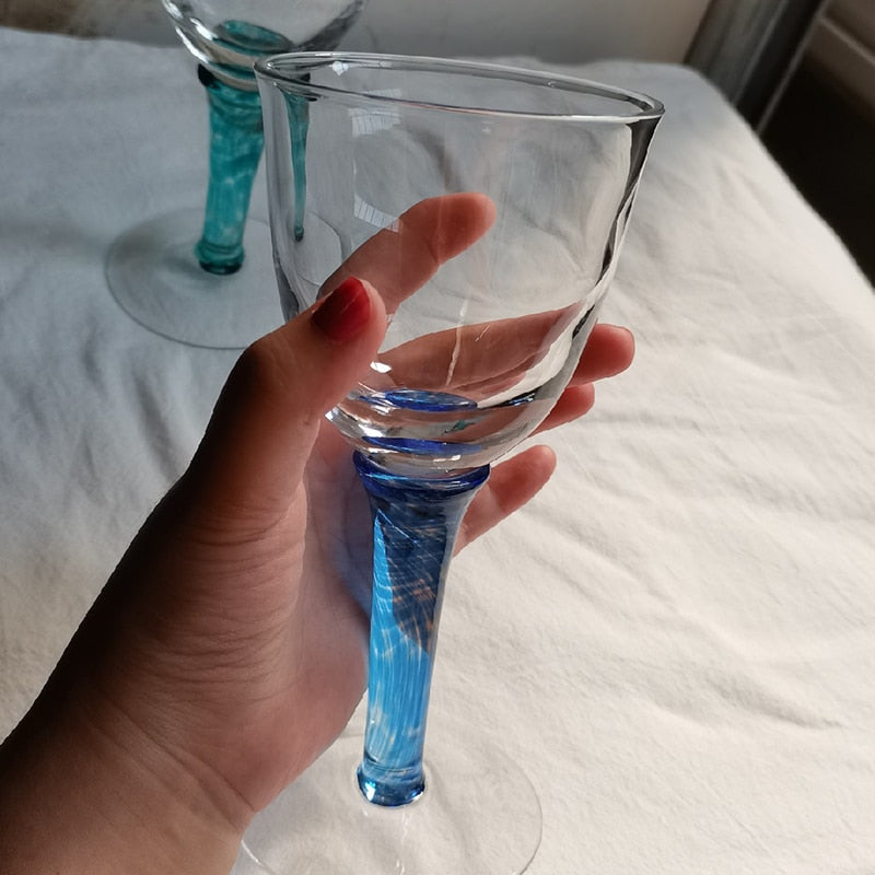 Green and Blue Cocktail Glasses Goblet Tulip Glass Red Wine Glass