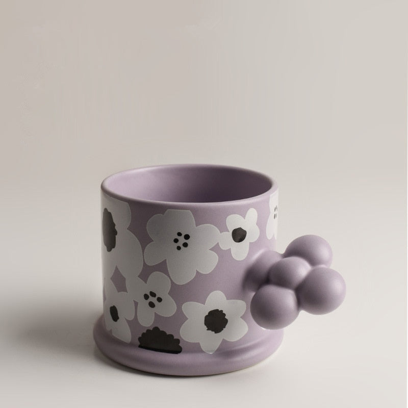 Floral Ceramic Milk Tea Mug 