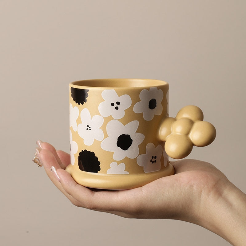 Floral Ceramic Milk Tea Mug 