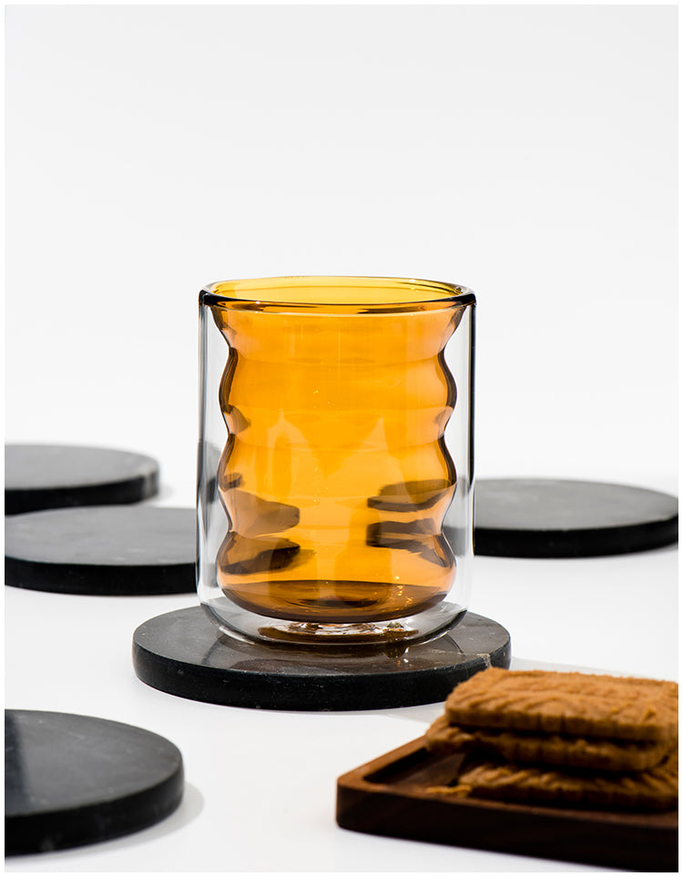 Double Layer Ripple Glass Cup