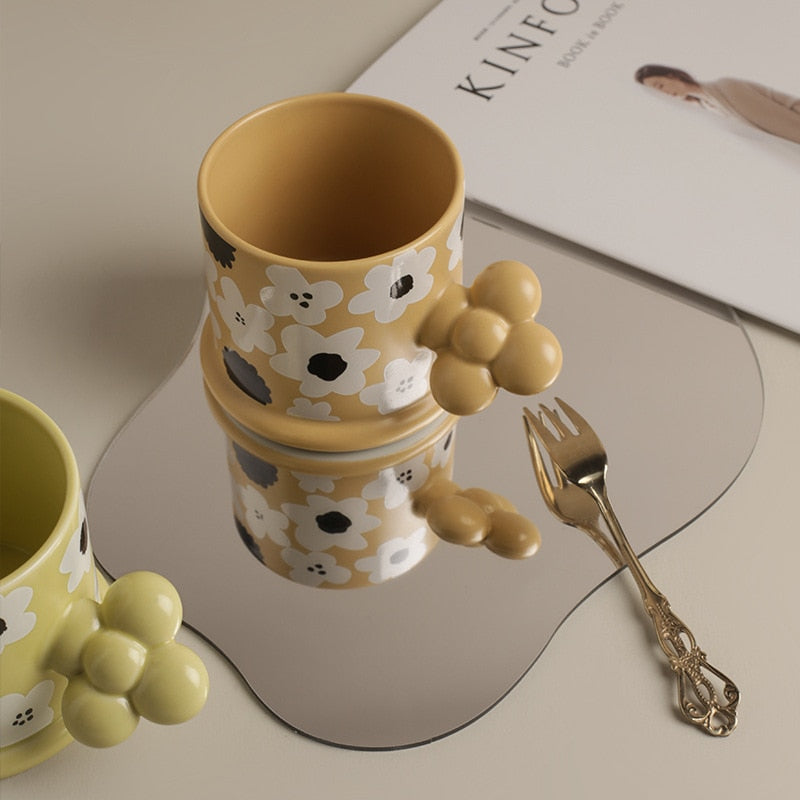 Floral Ceramic Milk Tea Mug 