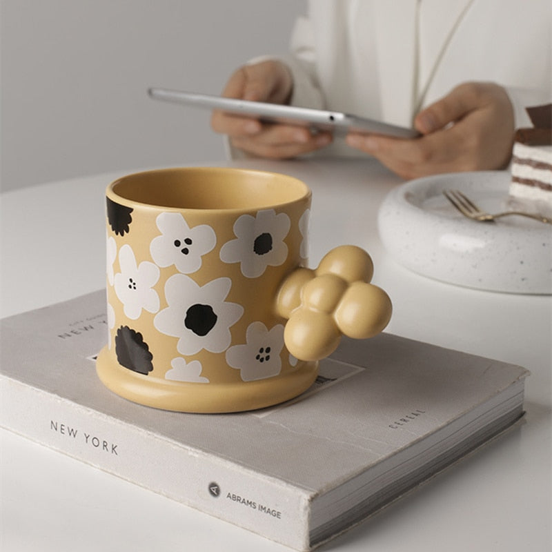 Floral Ceramic Milk Tea Mug 