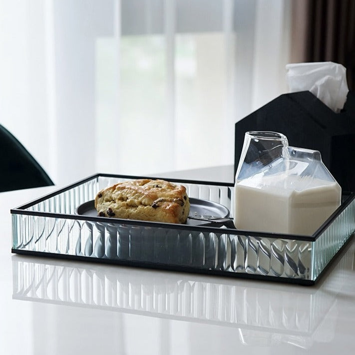 Glass Mirror Tray Gold Silver Black Organizer 