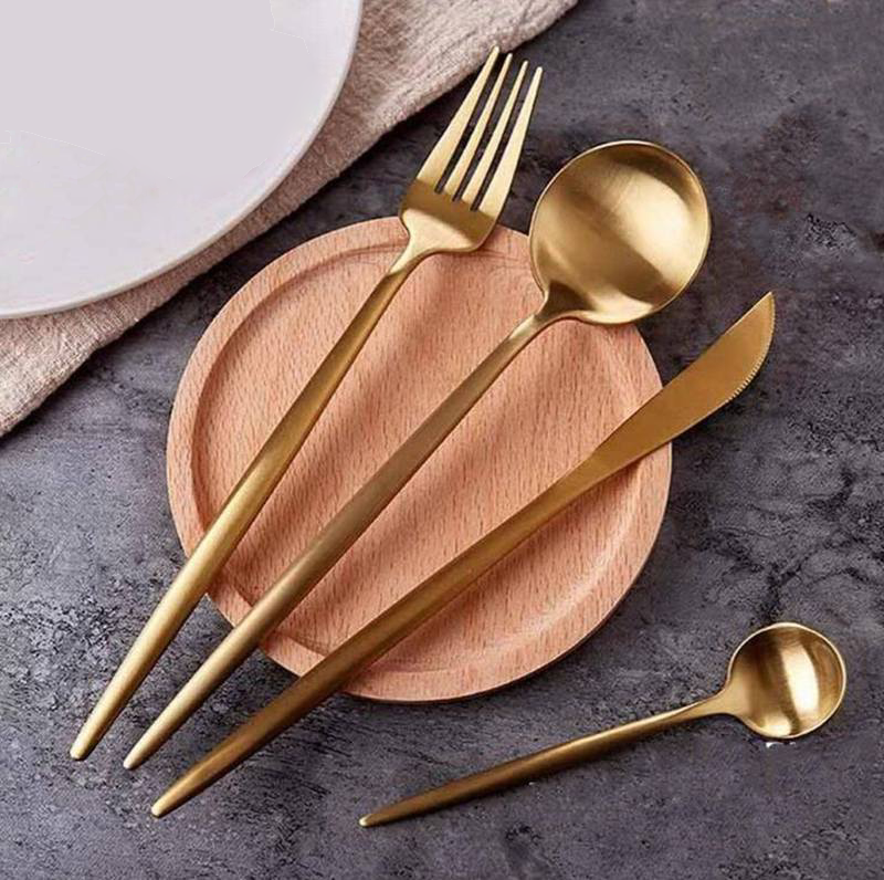 Modern Minimalist Stainless Steel Flatware Gold