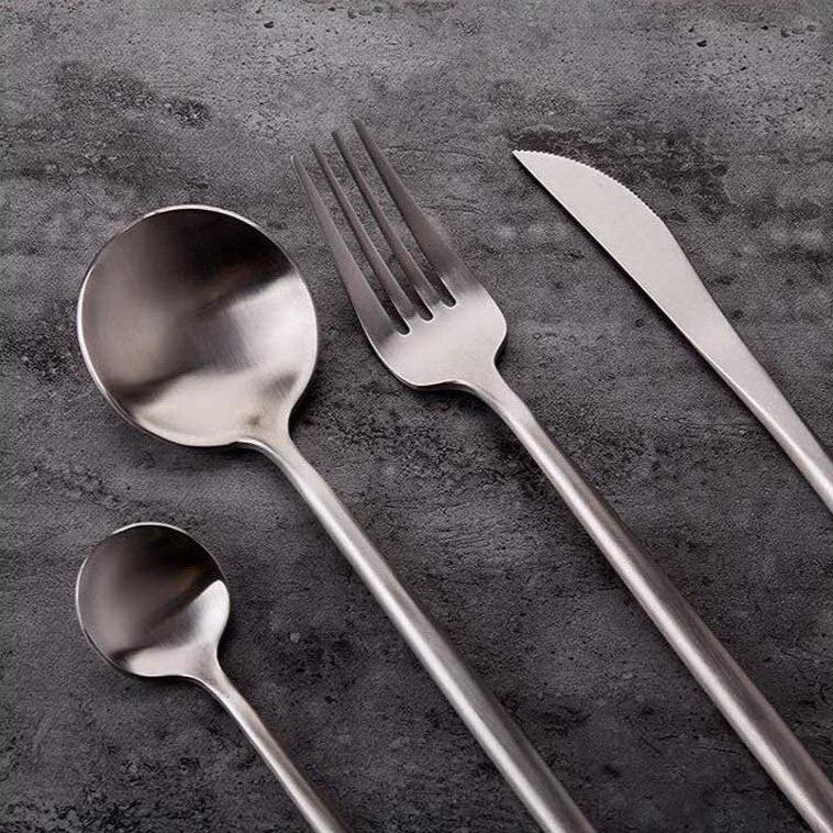 Modern Minimalist Stainless Steel Flatware Silver