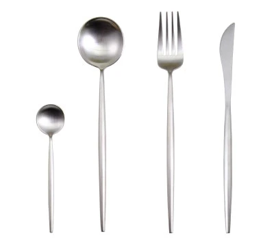 Modern Minimalist Stainless Steel Flatware Silver