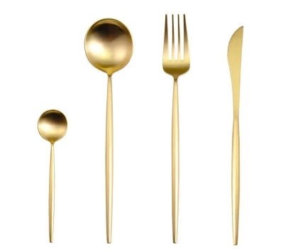 Modern Minimalist Stainless Steel Flatware Gold