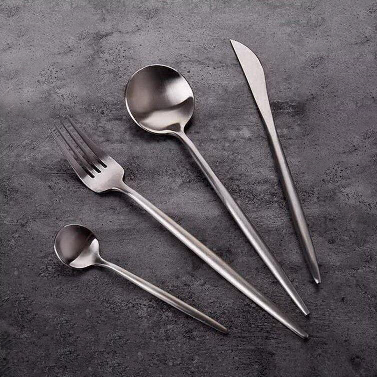 Modern Minimalist Stainless Steel Flatware Silver