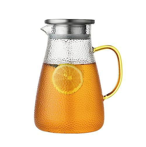 Clear Hammered Glass Water Pitcher