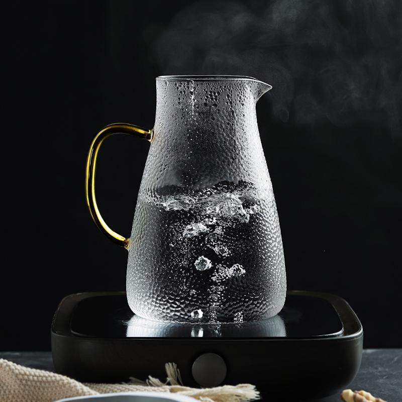 Clear Hammered Glass Water Pitcher