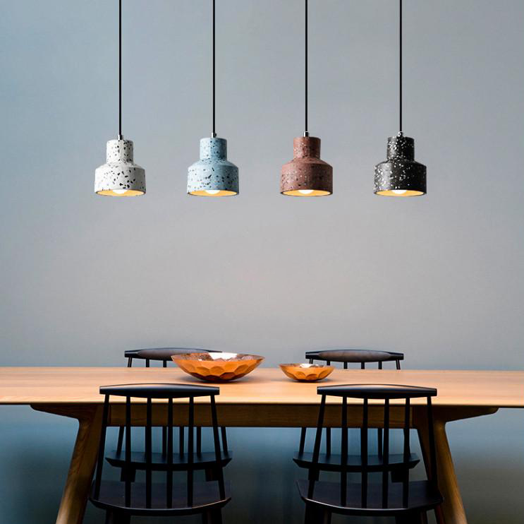 small round cone stone concrete metal paint splatter  pendant light