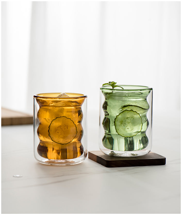 Double Layer Ripple Glass Cup