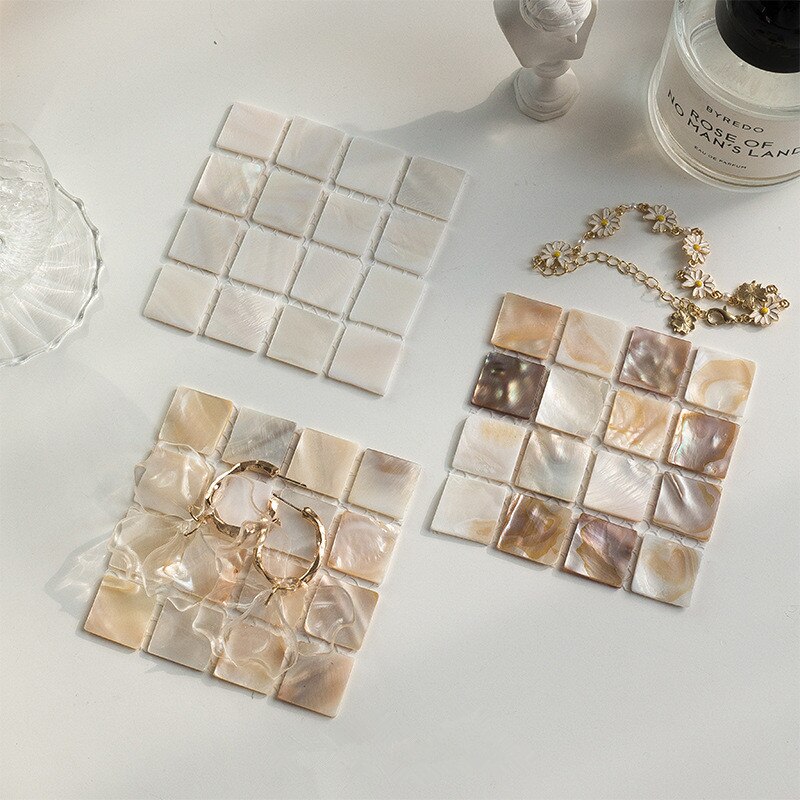 Aesthetic Shell Square Tea Coaster Mat