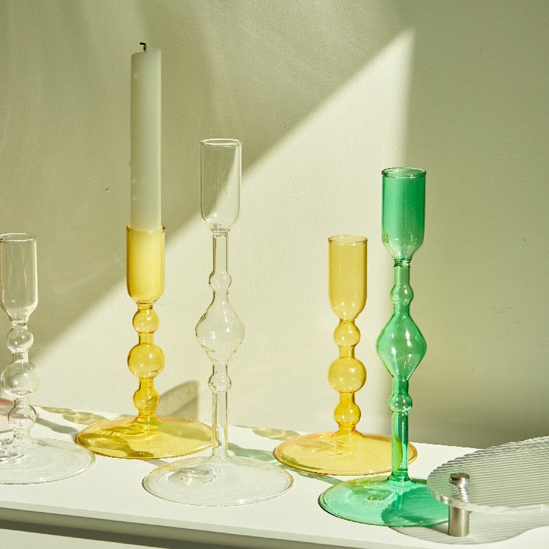 Slim Candlestick Holder Glass Candle Holders 