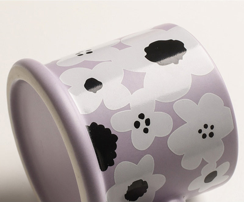 Floral Ceramic Milk Tea Mug 