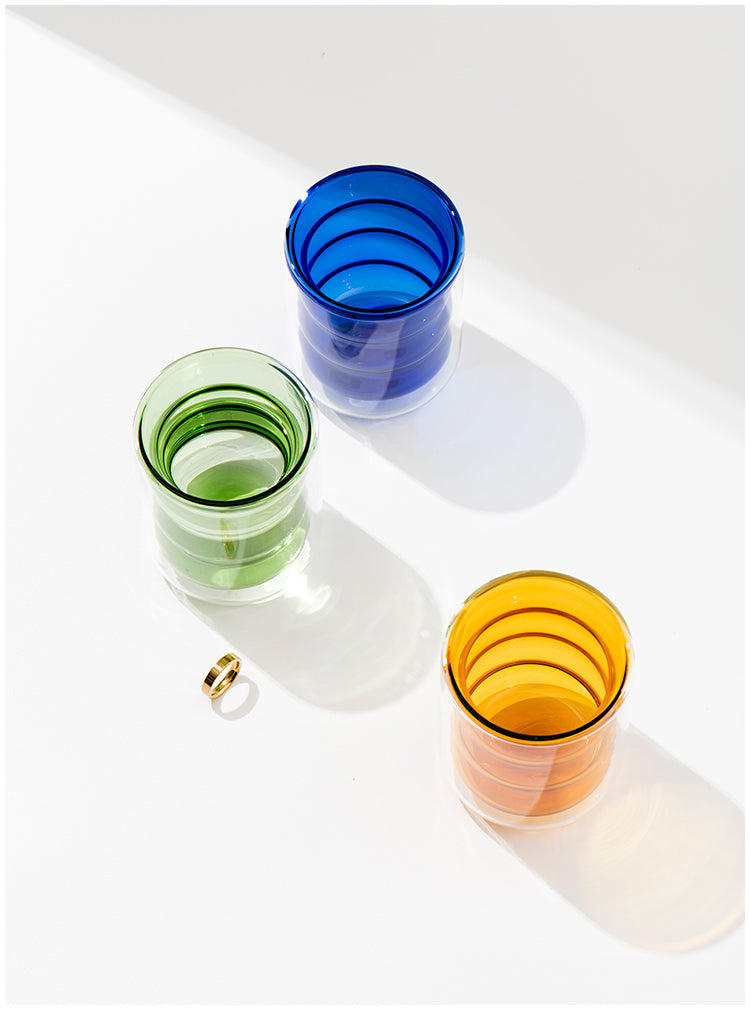 Double Layer Ripple Glass Cup