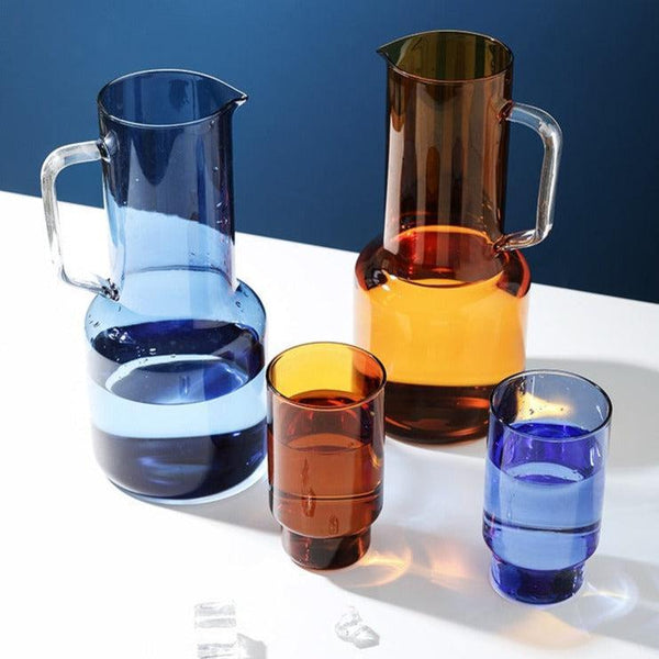 Colored Glass Drinkware Cup Pitcher Kettle Lead Free Eco Friendly Dishwasher 