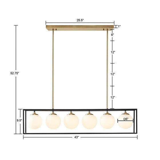 Helena Frosted Glass Globe Linear Chandelier