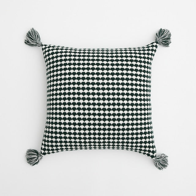 Handmade Embroidered Knit Cushion Cover Green