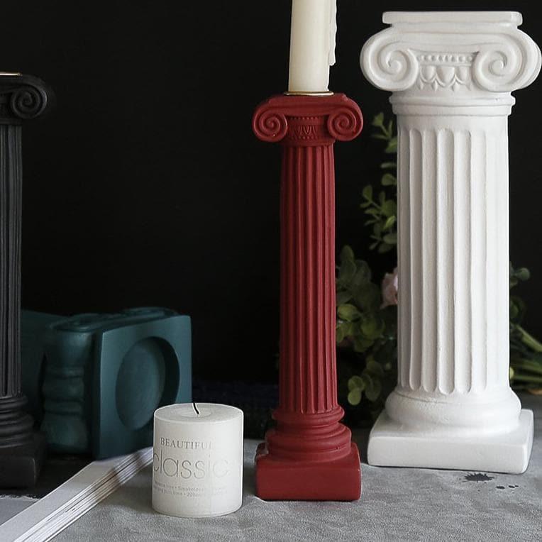 Red or white Ancient Rome column Candle Holders