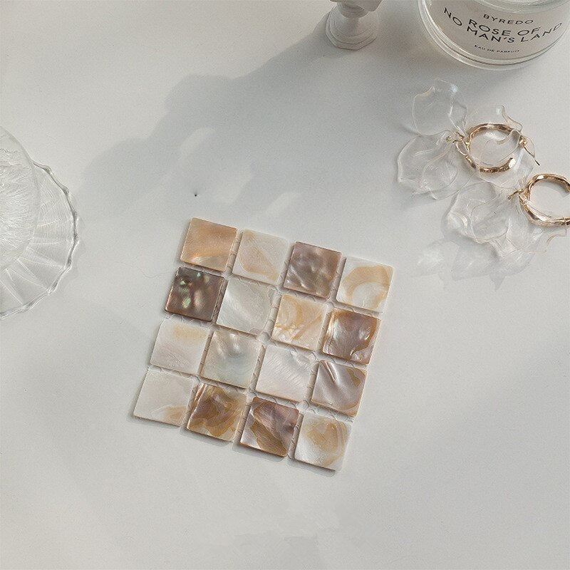 Aesthetic Shell Square Tea Coaster Mat