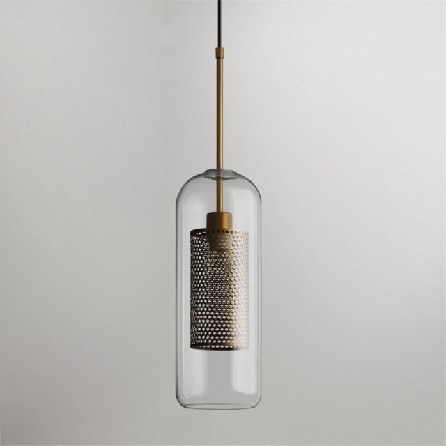 Honeycomb Glass & Metal Pendant Light