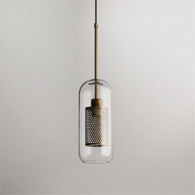 Honeycomb Glass & Metal Pendant Light