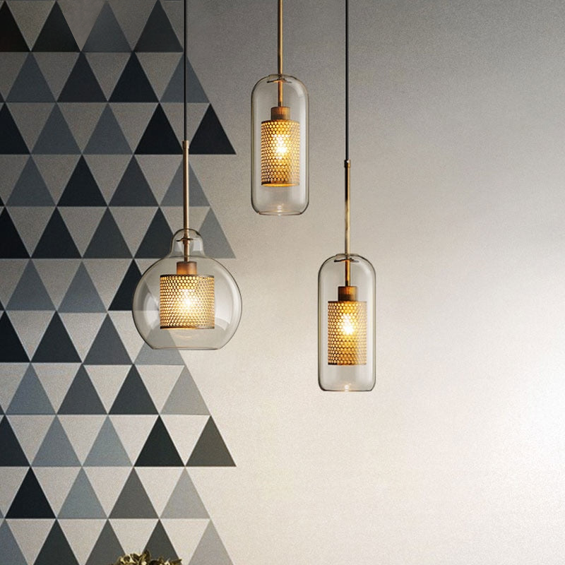 Honeycomb Glass & Metal Pendant Light