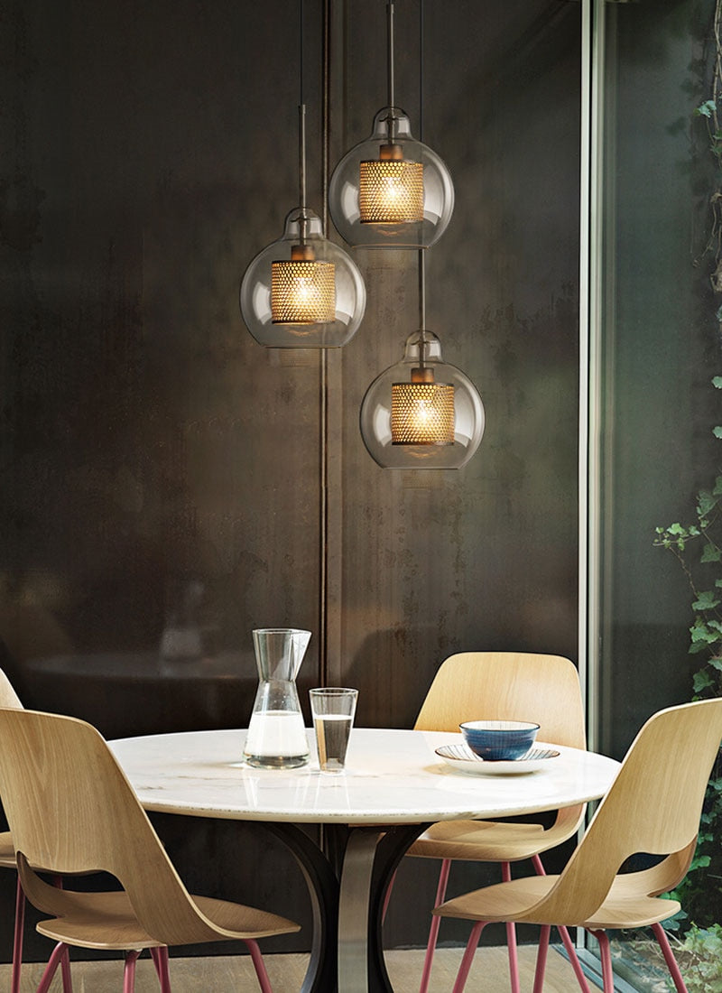 Honeycomb Glass & Metal Pendant Light