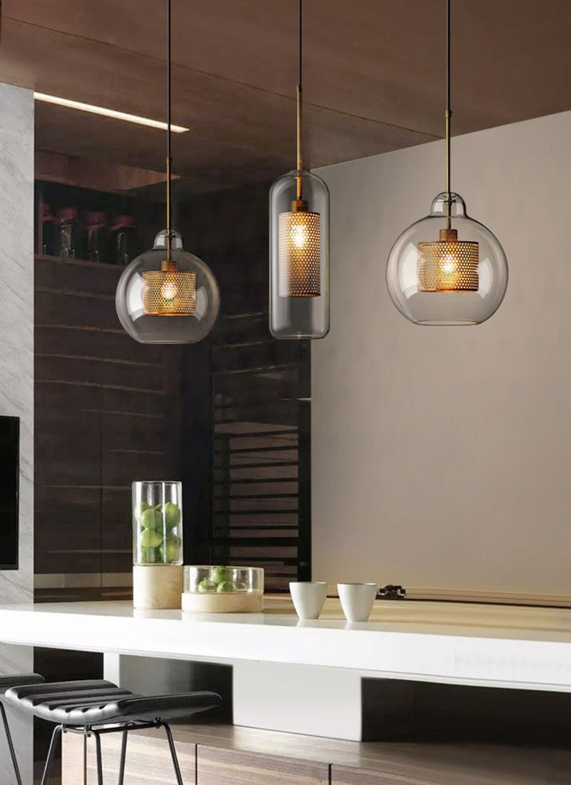 Honeycomb Glass & Metal Pendant Light