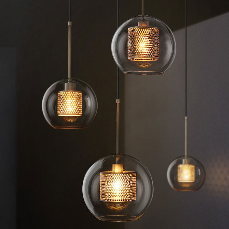 Honeycomb Glass & Metal Pendant Light