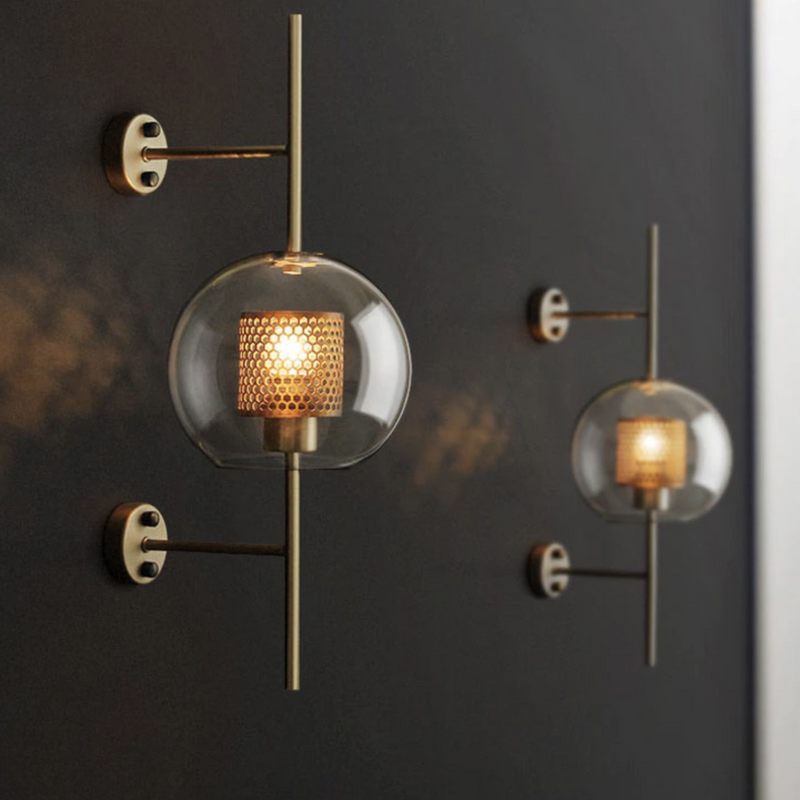 Honeycomb Glass & Metal Sconce Light