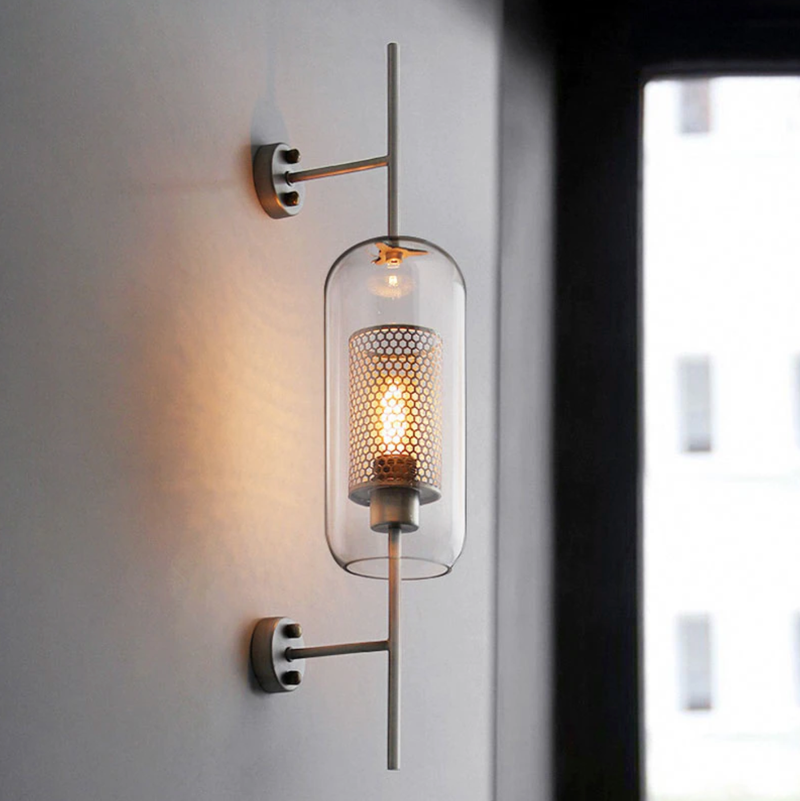 Honeycomb Glass & Metal Sconce Light